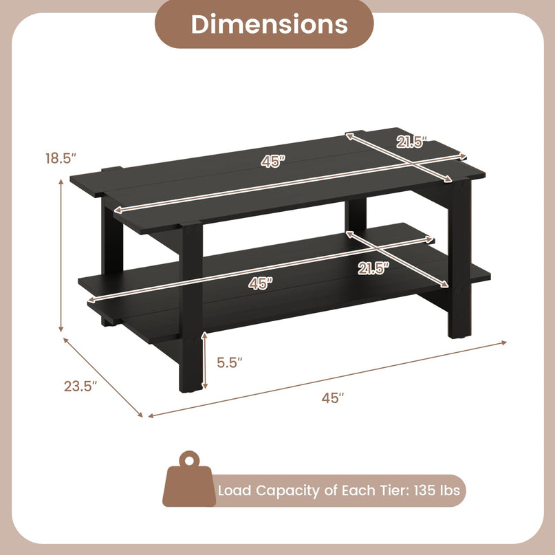 Giantex Modern Coffee Table with Slatted Design for Small Spaces