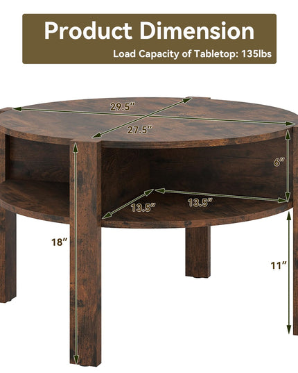 Giantex Round Coffee Table with Storage Shelves