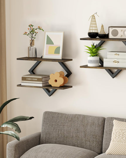GIANTEX 2-Pack Diamond Shaped Floating Shelves for Wall