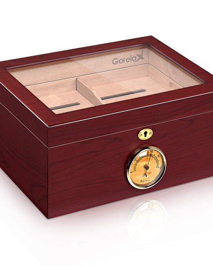 Giantex Desktop Cigar Humidor Tempered Glasstop Lockable