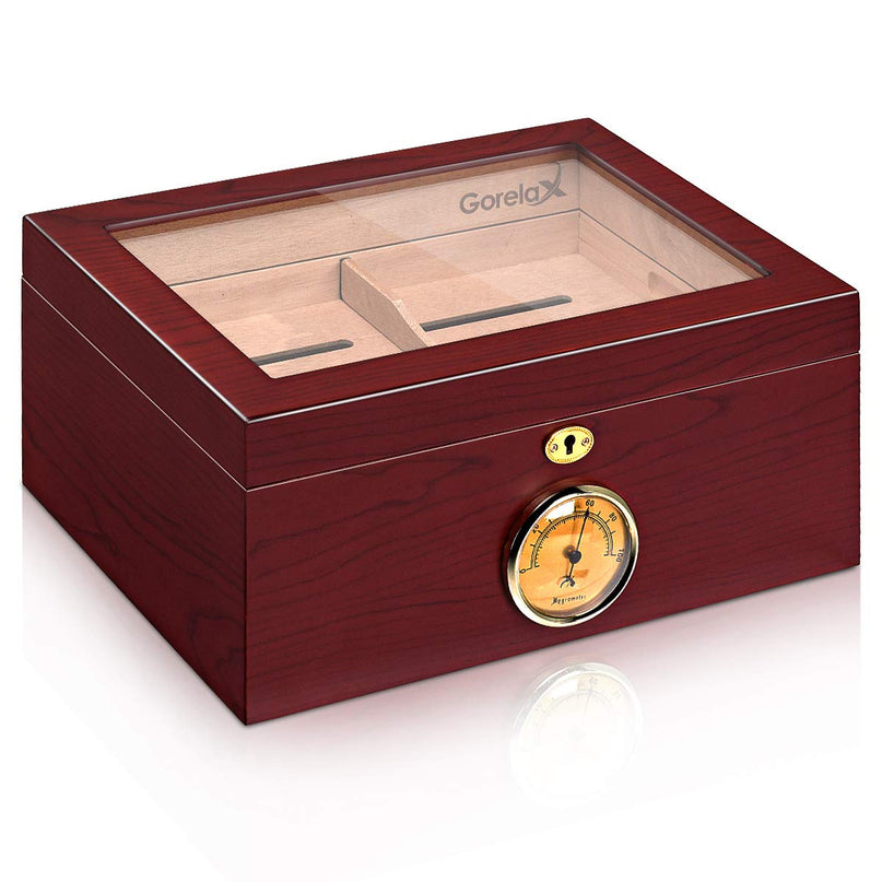 Giantex Desktop Cigar Humidor Tempered Glasstop Lockable