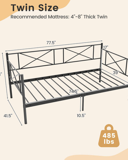 Giantex Twin Size Daybed Frame, Metal Sofa Bed w/Heavy Duty Steel Slats Support