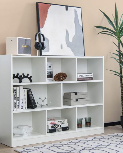8 Cube Bookcase, Freestanding 3-Tier Open Bookshelf - Giantex