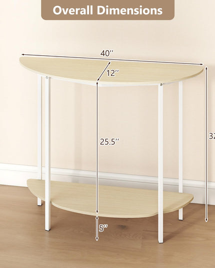 Giantex Half Moon Console Table | 40" Narrow Entryway Table with Storage Shelf