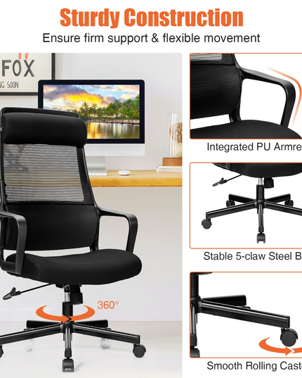 Giantex High Back Mesh Office Chair with Heating Headrest and Lumbar Support Armrest