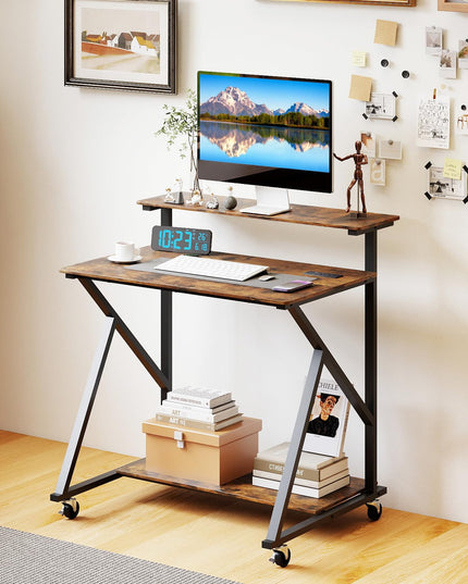 Petit bureau roulant Giantex avec rangement Bureau d'ordinateur compact