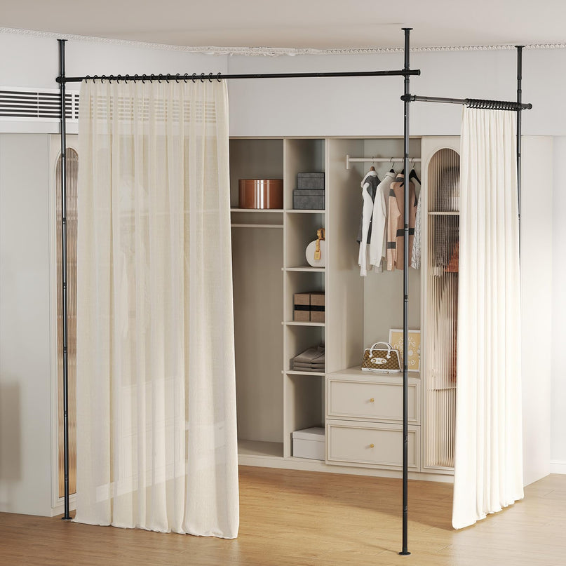 Giantex Room No Drill Divider Curtain Rod | Adjustable 4-10 ft Height & 28-142 in Width