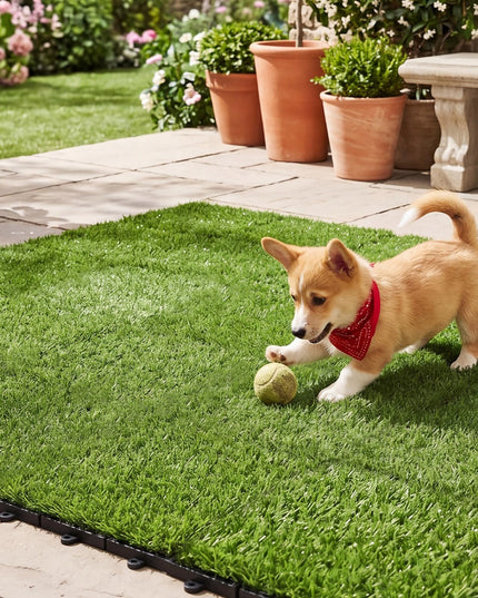 Giantex 30 Pack Interlocking Artificial Grass Tiles (12" x 12")