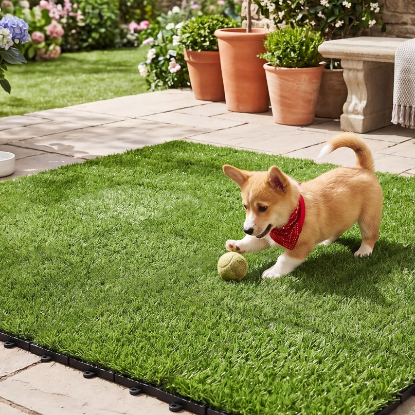 Giantex 30 Pack Interlocking Artificial Grass Tiles (12" x 12")
