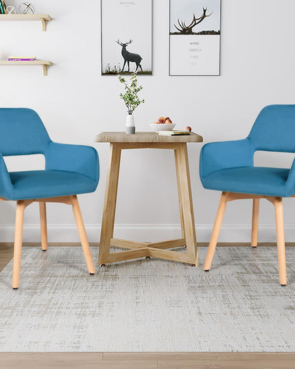Set of 2 Velvet Dining Chairs, Modern Leisure Accent Living Room Chair w/Wood Legs, Non-Slip Foot Pads