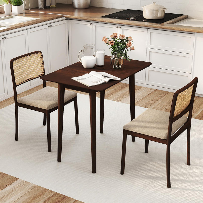 Table à manger rectangulaire Giantex 34" avec cadre en bois d'hévéa massif