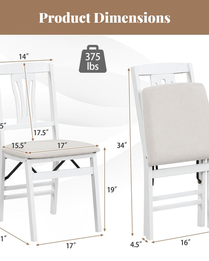 Giantex Chaises pliantes de salle à manger, lot de 2/4, chaises de cuisine rembourrées et peu encombrantes