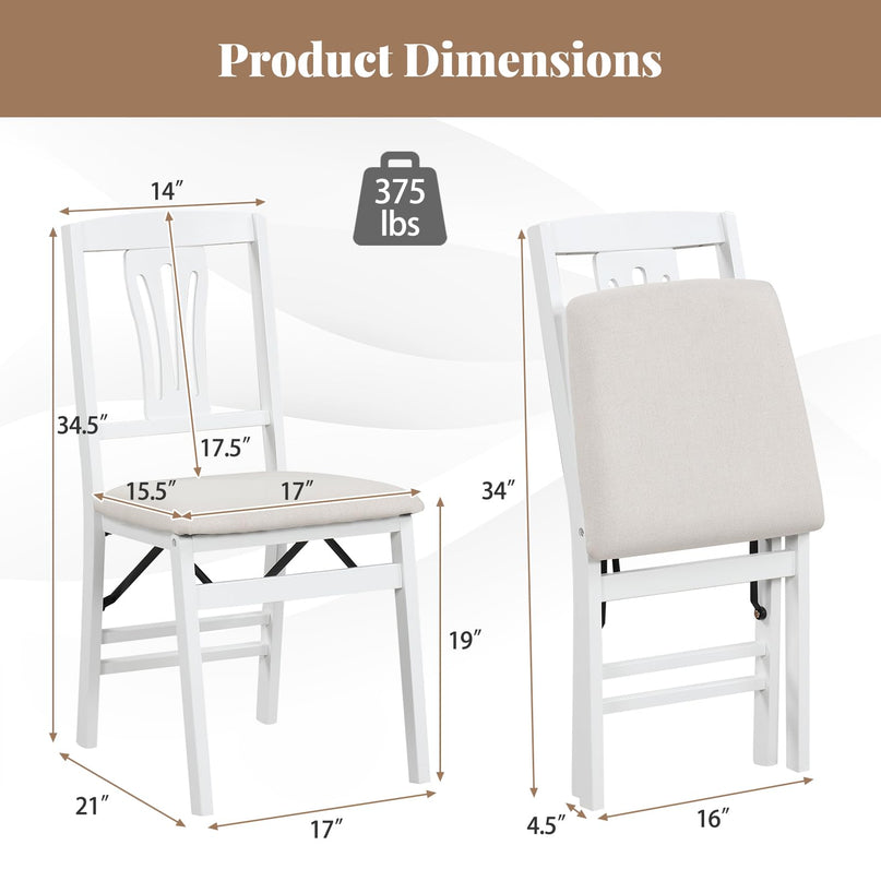 Giantex Folding Dining Chairs Set of 2/4 Space-Saving Upholstered Kitchen Chair