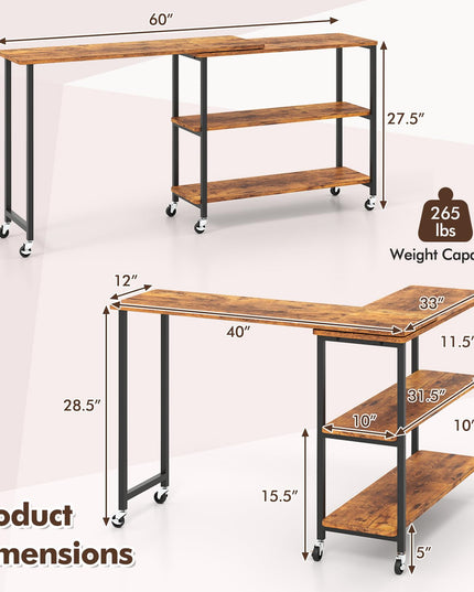 Giantex Patented Mobile End Table with 2-Tier Storage Shelves