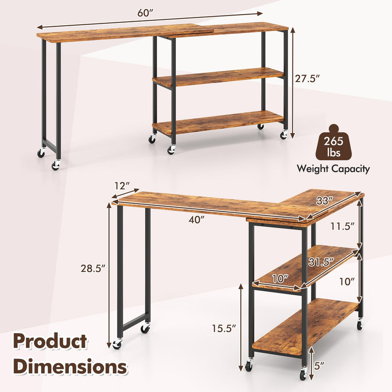Giantex Patented Mobile End Table with 2-Tier Storage Shelves