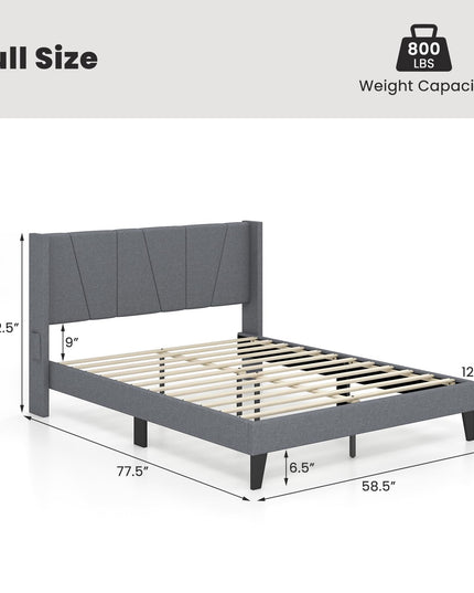 Giantex Bed Frame with Wingback Headboard