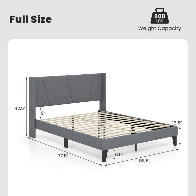 Giantex Bed Frame with Wingback Headboard