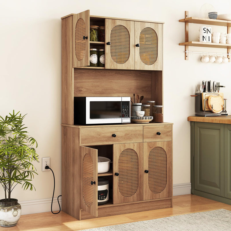 Giantex Kitchen Hutch 71" Tall Boho Pantry Cabinet