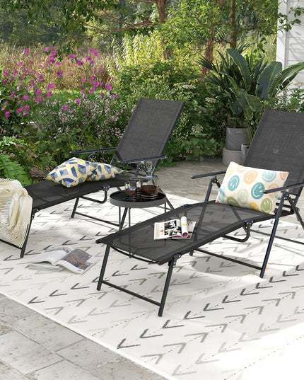 Giantex Lounge Chair Outdoor Set of 2 - Tanning Chair with 6 Adjustable Backrest