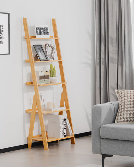Giantex 5-Tier Ladder Shelf, Multipurpose Freestanding Display Leaning Storage Shelves
