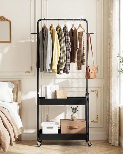 Giantex Metal Garment Rack with Lockable Wheels for Bedroom