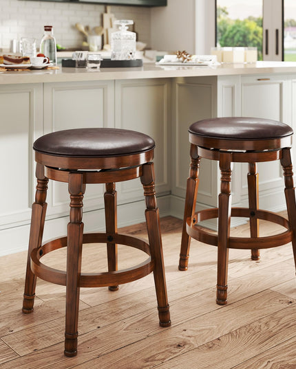 Giantex 24" Counter Height Bar Stools with Faux Leather Padded Seat & Footrests