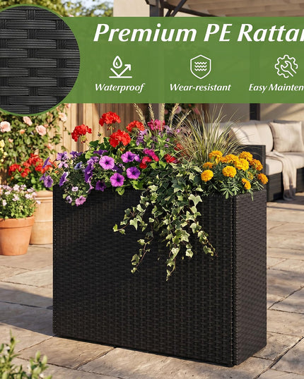 GIANTEX Wicker Raised Garden Bed Rattan Garden Planter Box