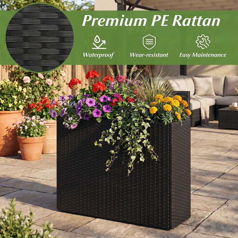 GIANTEX Wicker Raised Garden Bed Rattan Garden Planter Box