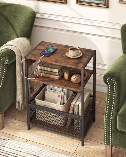Giantex 3-Tier End Table w/Charging Station