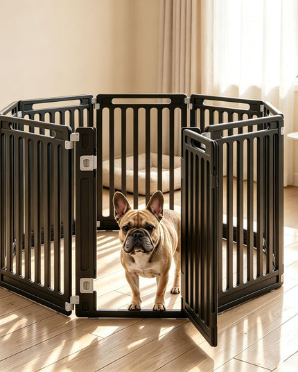 GIANTEX 32" Plastic Pet Fence with Lockable Door for Puppy