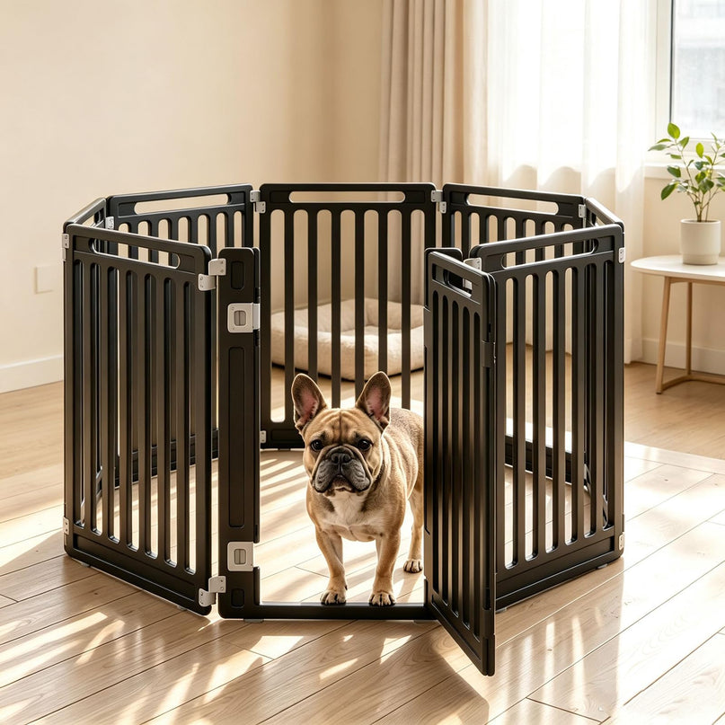 GIANTEX 32" Plastic Pet Fence with Lockable Door for Puppy