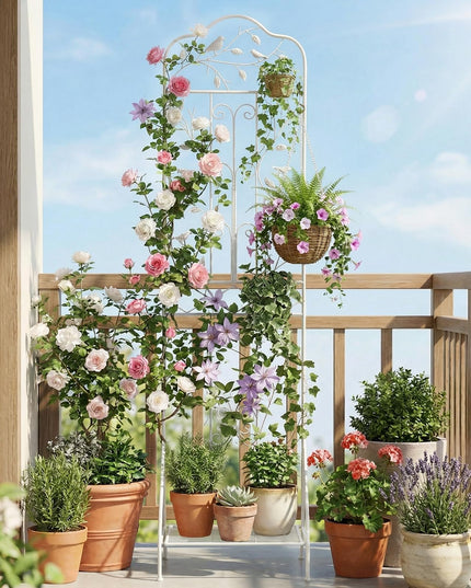 Giantex Metal Garden Trellis for Climbing Plants with Foldable Bottom Shelf (1/2)
