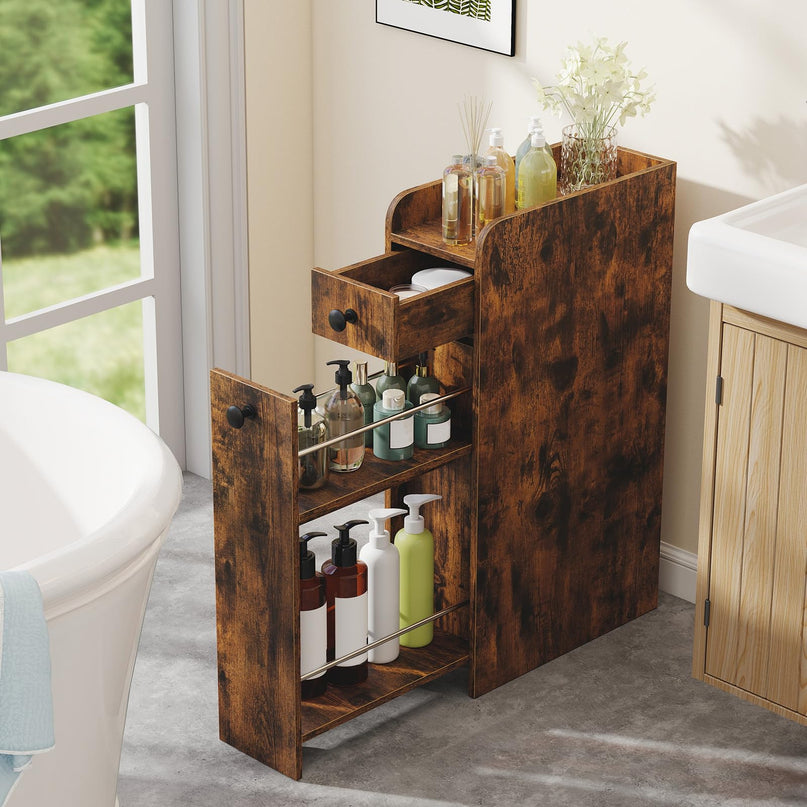 Giantex Slim Bathroom Storage Cabinet Space-Saving Toilet Side Cabinet