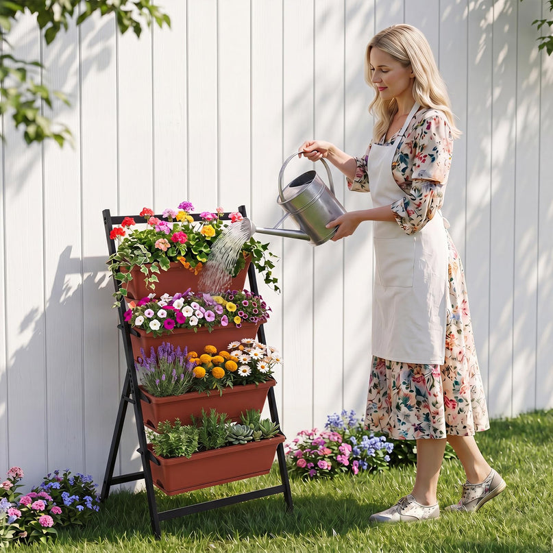 Giantex 4-Tier Vertical Garden Planter for Herbs Vegetables Flowers Fruits Indoor Outdoor