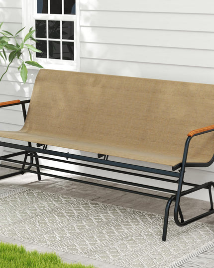 Giantex 3-Person Swing Gliding Loveseat with Curved Teak Armrests