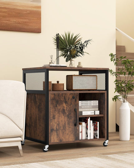 Giantex File Cabinet, Lateral Filing Cabinet with Lock, Wheels, Charging Station, Cable Hole, Lockable Side Cabinet