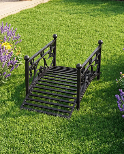 Giantex 3.3 FT Metal Garden Bridge with Powder-Coated Finish & Scrollwork Rails