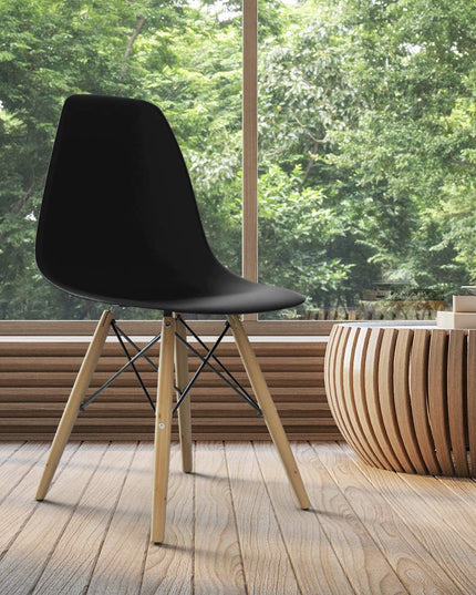 Giantex Dining DSW Chairs with Linen Cushion, Modern Mid Century Shell Chairs w/ Wood Legs