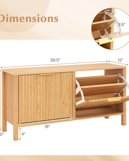 Banc de rangement pour chaussures Giantex avec 2 tiroirs basculants