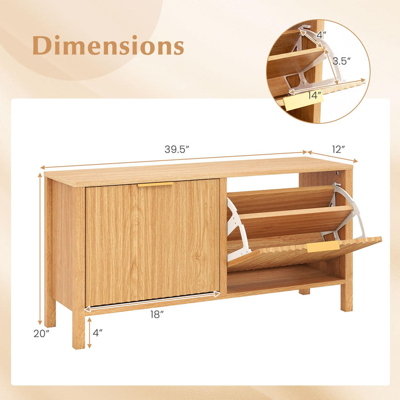 Banc de rangement pour chaussures Giantex avec 2 tiroirs basculants