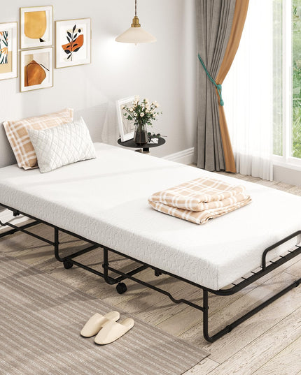 Giantex Twin Folding Bed with Mattress, Roll Away Bed Portable Guest Bed w/Sturdy Metal Frame