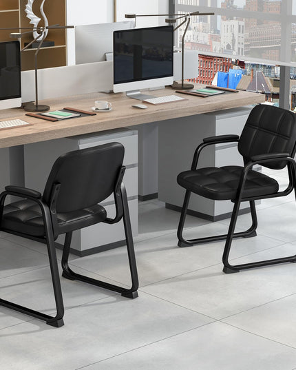 Giantex Waiting Room Chairs, Reception Guest Chair with Padded Armrests, Metal Frame & Sled Base