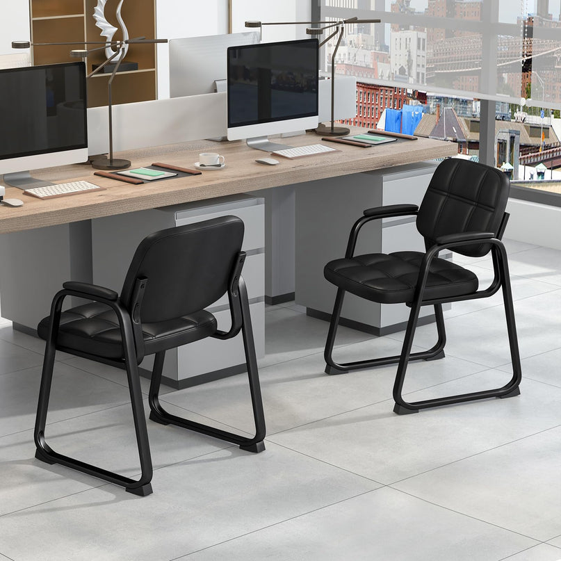 Giantex Waiting Room Chairs, Reception Guest Chair with Padded Armrests, Metal Frame & Sled Base