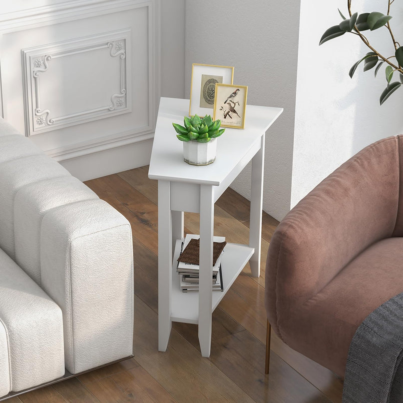 Triangle Side Table with Storage Shelf - Giantex