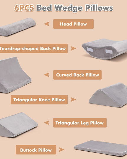 6PCS Orthopedic Bed Wedge Pillow Set - Giantex