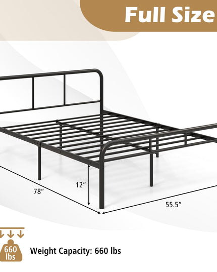 Giantex Twin Size Bed Frame, Modern Metal Platform Bed with Headboard and Footboard, Heavy Duty Steel Slat Support Mattress Foundation