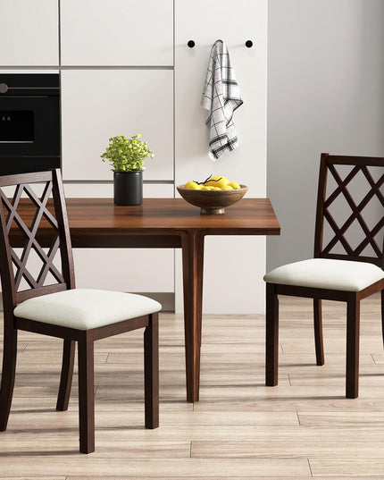 Giantex Wood Dining Chairs Set of 2, Farmhouse Kitchen Chair with Rubber Wood Legs, Max Load 400 Lbs