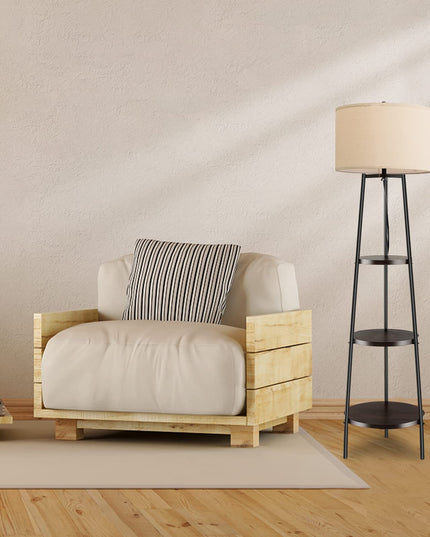 Giantex Floor Lamp with 3-Tier Shelves - Modern Standing Corner Floor Lamp