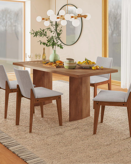 Giantex Upholstered Dining Chairs Set of 2/4, Linen Fabric Wooden Kitchen Chairs w/Rubber Wood Frame