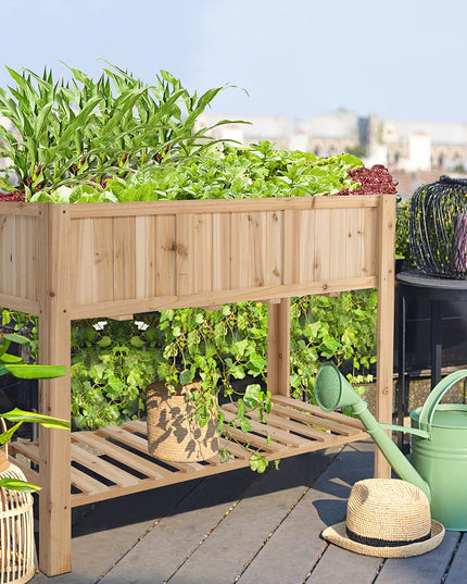 Giantex Raised Garden Bed, Wooden Planter, Black Liner